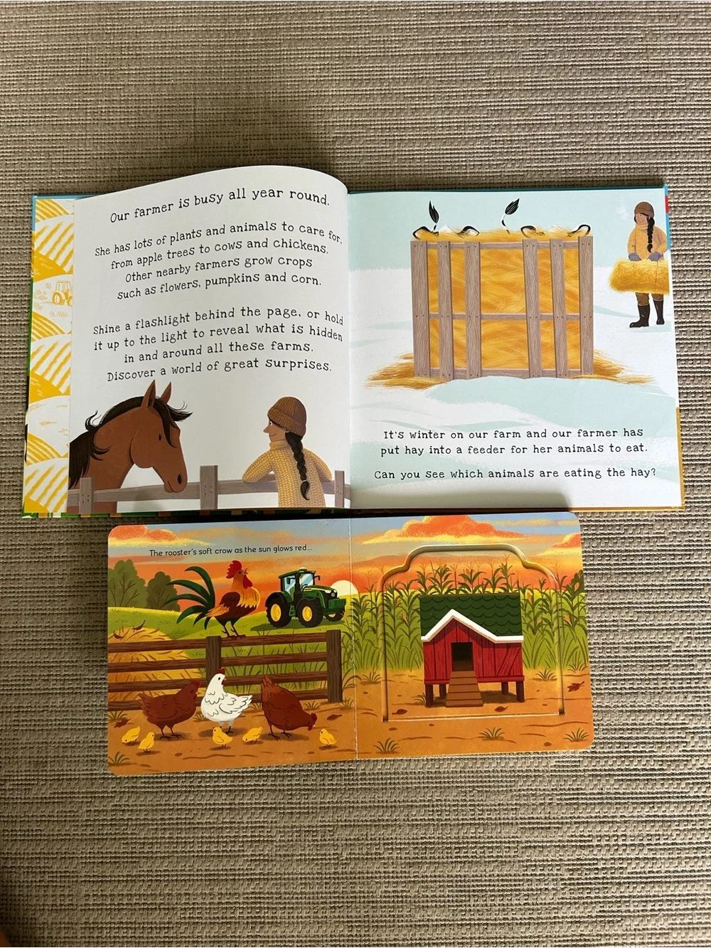 On The Farm Shine a Light book & John Deer Pop Up